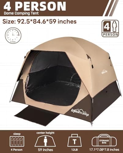 LOYEAHCAMP Tent 4/6 Person Blackout Camping Tent with Rainfly — view 2