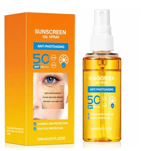 Sunscreen Oil Body Sunscreen Spray Spf 50 Hydration Glow Mist Lightweight Spf Body Oil,Refreshing Spray,No White Residue,Suitable for Face & Body All Skin Types,100ml