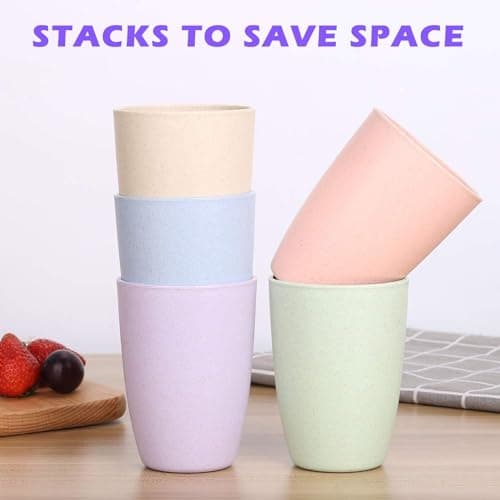 PALUDO 10 Pack Unbreakable Reusable Drinking Cups, 350ml Plastic Tumblers Drinking Cups Set for Kitchen Picnics Outdoor Parties Travels - Dishwasher and Microwave Safe - 5 Colors — view 4