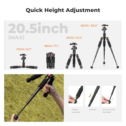 K&F CONCEPT Mini Camera Tripod, 20.5"/52cm Compact Desktop Tripod — view 4