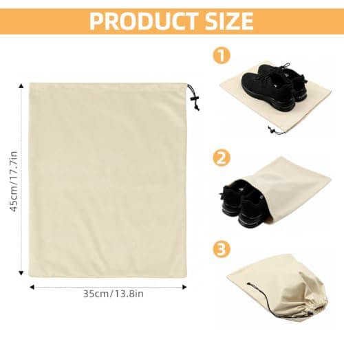 OSDUE 4 Pcs 45 x 35 cm Travel Shoe Bags with Drawstring for Packing, Beige — view 2