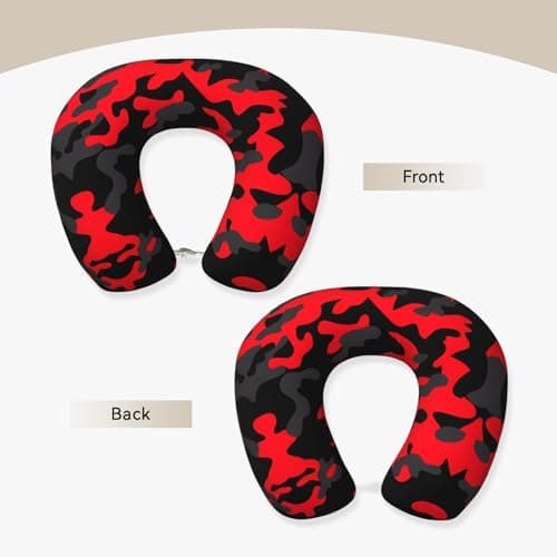 ZhRiYan Red Camo Memory Foam Travel Pillow - U-Shaped Neck Support, Perfect for Cars, Home Office, and Leisure Activities. — view 3
