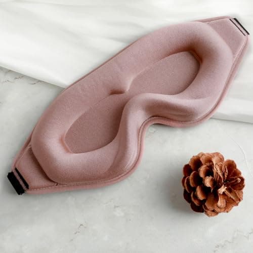 WLLHYF Silk Sleep Mask, 3D Stereo Deep Sleep Eye Mask Comfortable Adjustable Cute Block Out Light Eye Covers for Man and Woman All Night Sleep (Rose Gold) — view 6