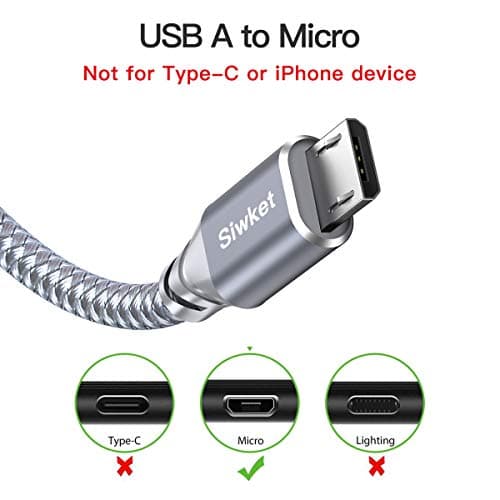 Siwket Micro USB Cable 5Pack 1M, Braided USB A to Micro Charge Cable Android Charger Cable Data Sync Cord for Samsung Galaxy J7,S7,S6,Kindle Fire,Fire HD Tablets,PS4 Controller,Sony,HTC,LG,Moto,Huawei — view 2