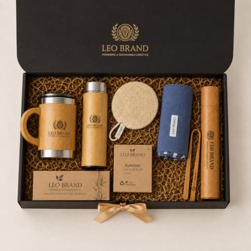 Leo Brand Eco Gym & Fitness Essentials Gift Box | Premium Bamboo Sports & Wellness Gift Set | Sustainable Travel & Personal Care Kit | Eco Friendly Fitness Gift — view 6