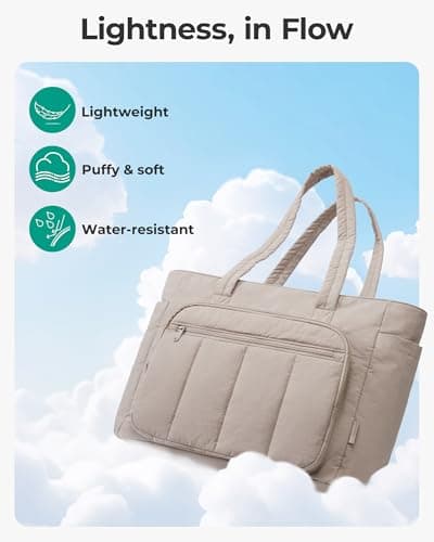 bagsmart Quilted Tote Bag for Women, 20L Large Work Handbag — view 5