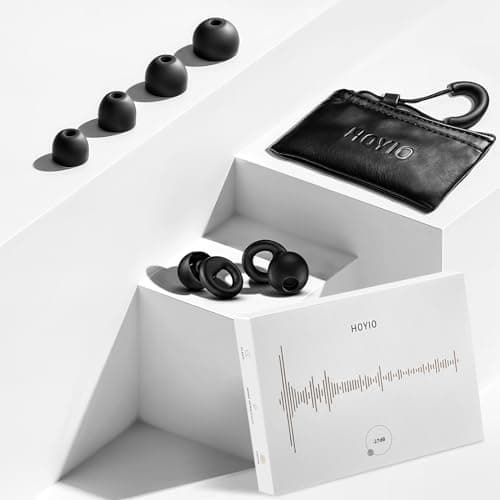 HOYIO Ear Plugs for Noise Reduction–Super Soft, Reusable Hearing Protection in Flexible Silicone for Sleep, Noise Sensitivity & Flights-8 Ear Tips in XS/S/M/L–27dB Noise Cancelling–Black — view 6