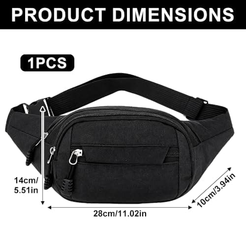 Running Belt Bum Bag for Men Women, Multi-Pocket Waist Pack Water Resistant Fanny Pack for Running Hiking Cycling Travel Gym Workout Walking Outdoor Sports (Black) — view 2