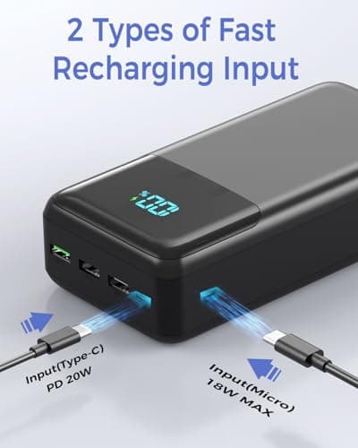 Power Bank 60000mAh PD 22.5W Fast Charge USB-C Bidirectional Charging, 4-Port External Battery Pack Compatible with Smartphones/Tablets, Portable Charger for Home/Travel — view 6