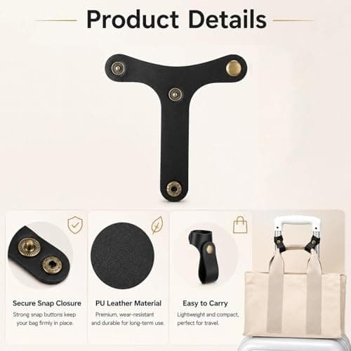 RSYHVG 2 Pack Luggage Connector Straps, Adjustable Add a Bag Suitcase Belt, Durable PU Leather Travel Luggage Straps for Business Trip, Hiking & Daily Use — view 3