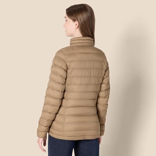 Amazon Essentials Women's Lightweight long-sleeved, water-resistant, packable puffer jacket (available in plus size), Mushroom Brown, S — view 3