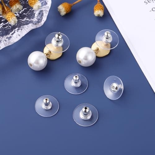 Locking Earring Backs for Studs, 6 Pcs Silicone Silver — view 3