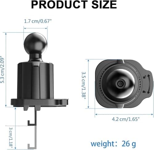 Black Universal Mobile Bracket Clip, Air Vent Clip For Most Car Phone Holder Cellphone Holder Mount Grip With Joint Ball Dia 17mm Air Vent Clip For Car Phone Mount Automobile Accessories — view 3