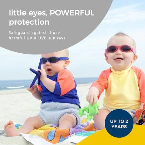 Banz Bubzee Baby Sunglasses - Wrap Around Newborn & Toddler Sunglasses 0-24 Months, 100% UV Eye Protection - Shatter-Resitant Flexible Frame with Strap - Baby Travel, Beach & Holiday Essentials — view 2