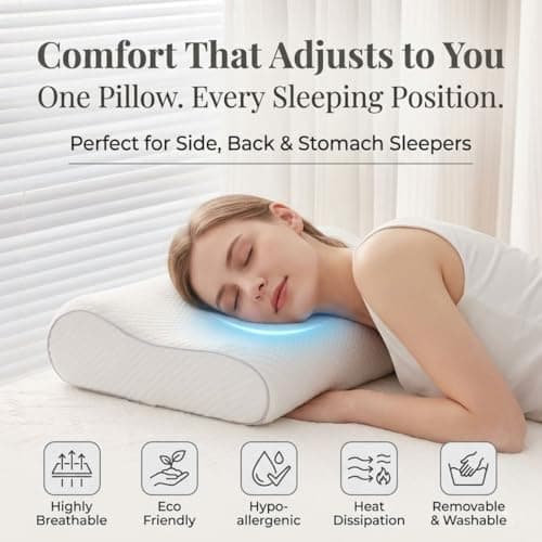 Memory Foam Pillow Pack-10 | Premium Pillows for Neck and Shoulder Pain – Deep Sleep Orthopedic Pillow 30x50 Cm, Contoured Side Sleeper Pillow, Cervical Neck Support Pillow for Back & Stomach Sleepers — view 4