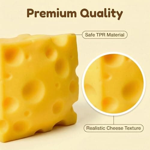 Cheese Squishy 10cm, Yellow Cheese Squeeze Toy, Realistic Cheese Stress Relief Ball, Portable Decompression Fidget Toy for Kids Adults Office Home Travel (Yellow 2) — view 4