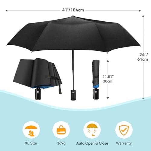 TechRise Umbrella, Compact Strong Windproof Automatic Umbrellas, Folding Lightweight, Portable Travel Golf Umbrella for Rain, Sky — view 5