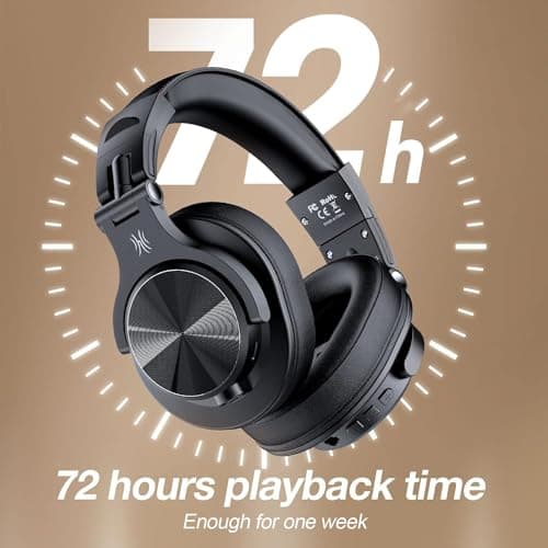 OneOdio A70 Bluetooth Headphones Over Ear, 72 Hrs Playtime, Monitor Level Stereo Sound Quality, Foldable Wireless＆Wired DJ Headphone, Professional Studio Headphones for DJ/TV/PC/Phone — view 3
