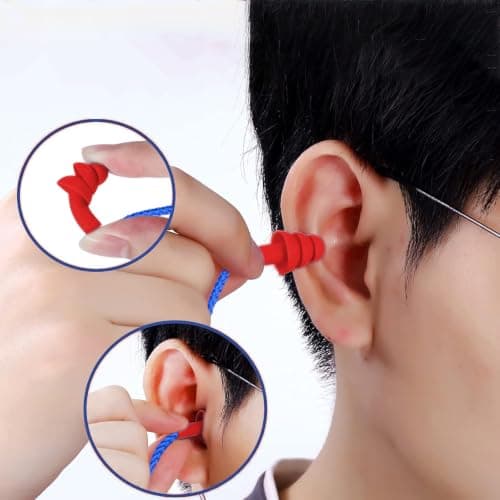 6 Pairs Corded Earplugs Silicone, Reusable Ear Plugs, Noise Cancelling Waterproof Ear Plug for Sleeping Travel Swimming Work Study Shooting Range, Multi Color — view 3