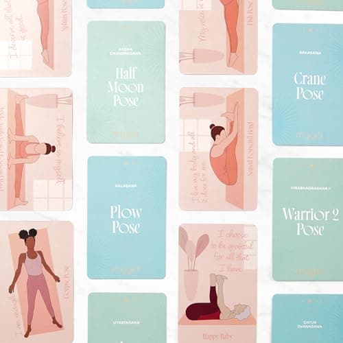 Myga Affirmation Yoga Pose Cards - 70 Exercise Cards with Sanskrit Name & Affirmation - Mini Fitness & Sequencing Deck for Beginners & Advanced Yogis - Compact Size for Home, Gym, or Travel — view 2