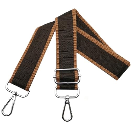 Shoulder Strap for Bag Adjustable Bag Straps Wide 3.8 cm with Silver Buckle, Handbags Straps Replacement for Women Crossbody Accessory, Brown/Coffee, K2
