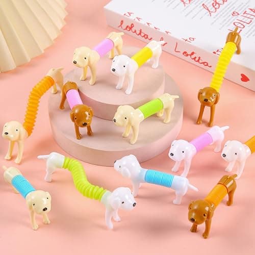 5Pcs Dog Pops Tube Sensory Toys, Telescopic Suction Fidget Toys for Autisms, Toddler Travel & Airplane Activities, Valentines Day Gifts for Kids Easter Basket Stuffers for Boy & Girl Random Color — view 5