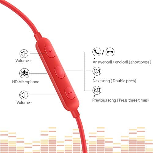 Bulees Sleep Earphones for side sleeping, Noise Isolating, Lightweight Earbuds for Small Sensitive ear Canal, In-Ear Headphones Wired with Mic and Volume Control for Bedtime (Red) — view 4