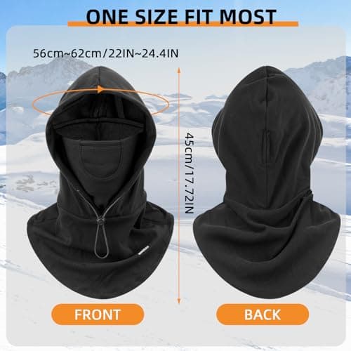 AYPOW Balaclava Ski Mask Windproof Winter Thermal Face Mask Unisex, Elastic Warm Soft Fleece Hood Breathable Face Cover Multifunction Ski Snood Men Women Neck Warmer Outdoor Sports Motorcycle Cycling — view 6