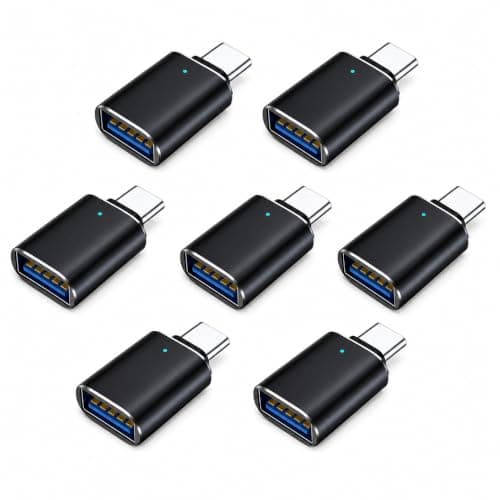 GGMTY 7-Pack USB C to USB 3.0 Female Adapter, Aluminum Type C OTG Converter, 5Gbps Data Sync for Laptops, Compatible with MacBook Pro, iPad Air, Galaxy S23, XPS