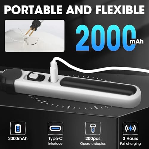 Cordless Plastic Welding Kit,2 in1 Plastic Welder Gun with 200pcs Staples,15pcs Rods,3 Soldering Tips,Led Work Light,2.0Ah Battery,Hot Stapler Plastic Welder Repair Kit for Bumper Crack Repair — view 3