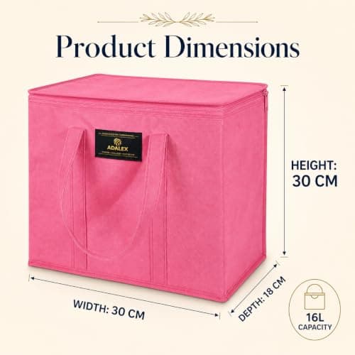 Adalex Global 16L Cool Bag Cooler Bag and Cooler Box, Insulated Food Delivery for Uber Eats, Thermal for Hot and Frozen Food, Picnic and Grocery Delivery, Freezer Shopping (30x18x30cm 16l Pink, L) — view 3