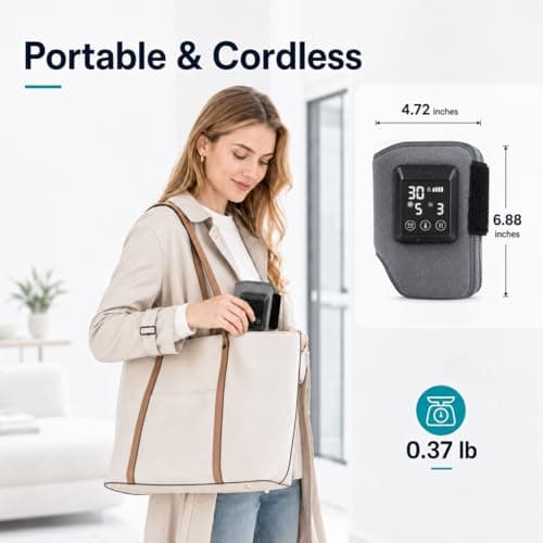 Cordless Heated Foot Ankle Pad with Massage, 4000mAh Rechargeable Heated Ankle Brace with 6 Heat Levels 6 Vibration Modes 6 Time Settings, Adjustable Portable Foot Heat Wrap for Athletes Elderly — view 6