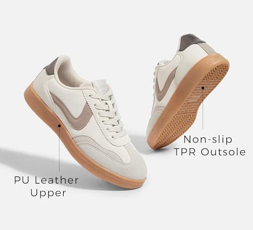 LUCKY STEP Women's Retro Trainers, Casual Shoes,Beige/Grey,7US-37-4UK — view 4