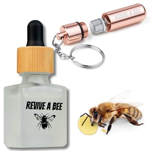 Revive a Bee Gift Box, 1 x Bee Revival Kit Keyrings 1 x Refill Bottle & Plantable Seed Paper (Rose Gold)