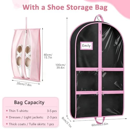 Dance Costume Bag, 40" Dance Costume Garment Bags with Shoe Bag — view 2