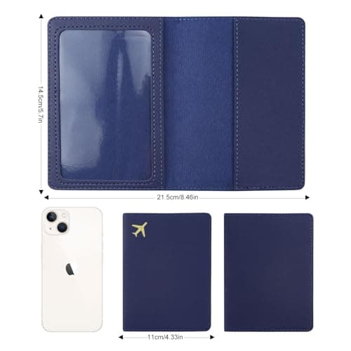 ILIYAH PU Leather Passport Holder Cover for Women Men Credit Cards Boarding Passes Travel Wallet Case(Navy) — view 3