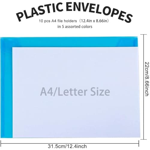 MIUTME A4 Plastic Wallets,10PCS Documents Popper Wallet File Folders — view 2