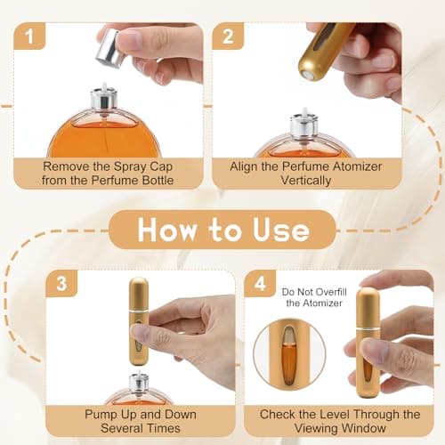 8PCS Travel Perfume Atomiser Refillable Bottles, 5ml Mini Travel Perfume Bottle with Bottom-Filled Design, Portable Empty Refillable Perfume Bottle for Luggage, Handbag & Pocket — view 5