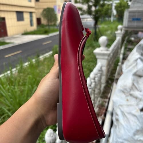 ziubauyke Wine Women's Tabi Ballet Flat Shoes Rounde Toe Flat Split Low Heel Shoes Ladies Comfortable Walking Wide Flop Slip-On Mules Barefoot Summer Footwear Non-Slip Mary Jane Shoe Size 6.5 — view 2