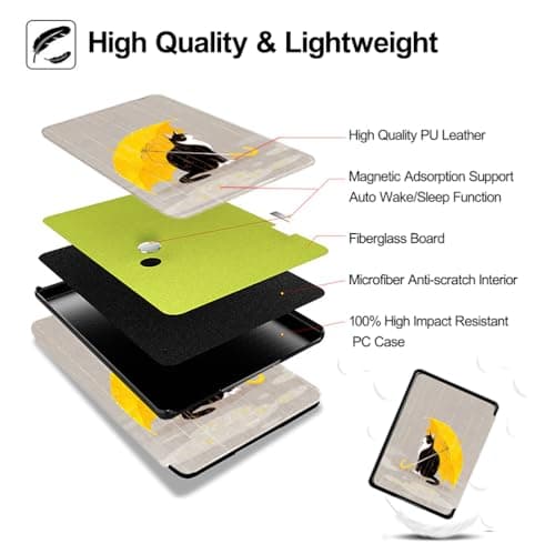 TOKILO Case for 7" eReader 12th Generation 2024 Ultra Slim Soft PU Shell Cover Case with Auto-Wake/Sleep, Not for 6.8", Cat — view 5