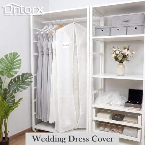 Dntorx Wedding Dress Bag 72In, Dress Bag Cover Long with 10In Gusset White — view 4