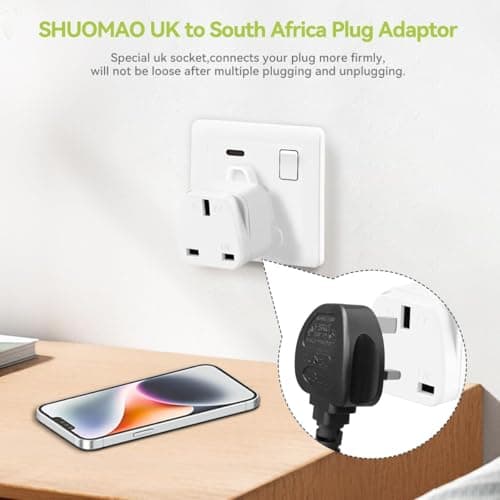 2-PACK UK to South Africa Plug Adapter,UK to South Africa Travel Adapter — view 4