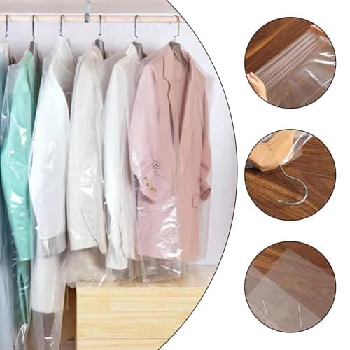 10pcs Dress Bags Covers Long 60 × 180cm Clear Clothes Covers Protector Bags Plastic Dress Suit Bag Dry Cleaning Dust-proof Garment for Clothes Shirt Coat Dresses Sweater (180 * 60cm) — view 3