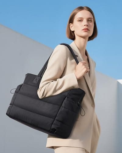 LOVEVOOK Tote Bags for Women, Puffer Work Tote Bag with Zip Laptop Bag — view 2