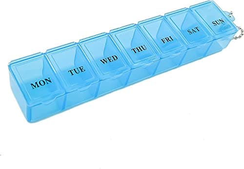 7-Day Pill Organiser Box, 1 Time Daily Medicine Storage Case, Blue