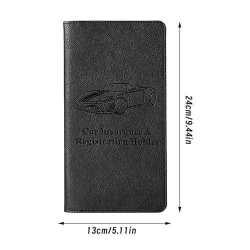 Car Document Holder Organiser, Leather Vehicle Insurance and Registration Holders Wallet Case Travel Card Holder for ID Card, Driving Licence, Key Contact Information Cards, Black — view 5