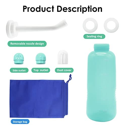 Peri Bottle Postpartum, RUFCRIL 500ml Perineal Wash Bottle, Portable Bidet with Carry Bag, Boilable TPE & 2 Leak-Proof Sealing Rings, Postpartum Essentials, Hospital Bag, Green — view 3