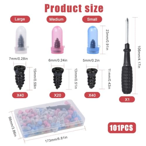 100Pcs Tyre Repair Screws, Vacuum Tubeless Tyre Car Puncture Repair Emergency Kit, Quick Self-Service Rubber Nails, Universal Tire Plugs Tools with Screwdriver for Aoto Motorcycle Bike Bicycle Van — view 2