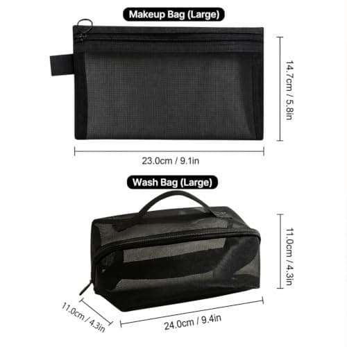 2-Piece Lay Flat Makeup Bag Set, Large Black — view 3