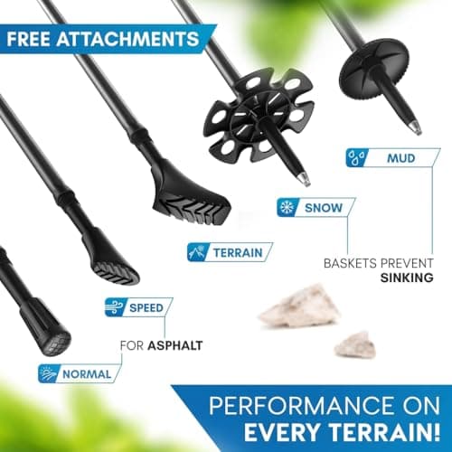 NORDMUT® Foldable Hiking Poles made of Ultralight Aluminum or Carbon – from 1.50 m or 1.65 m – Stable Foldable Hiking Poles with Ergonomic Handles – Compact Pack Size (Carbon / 115-135cm) — view 6